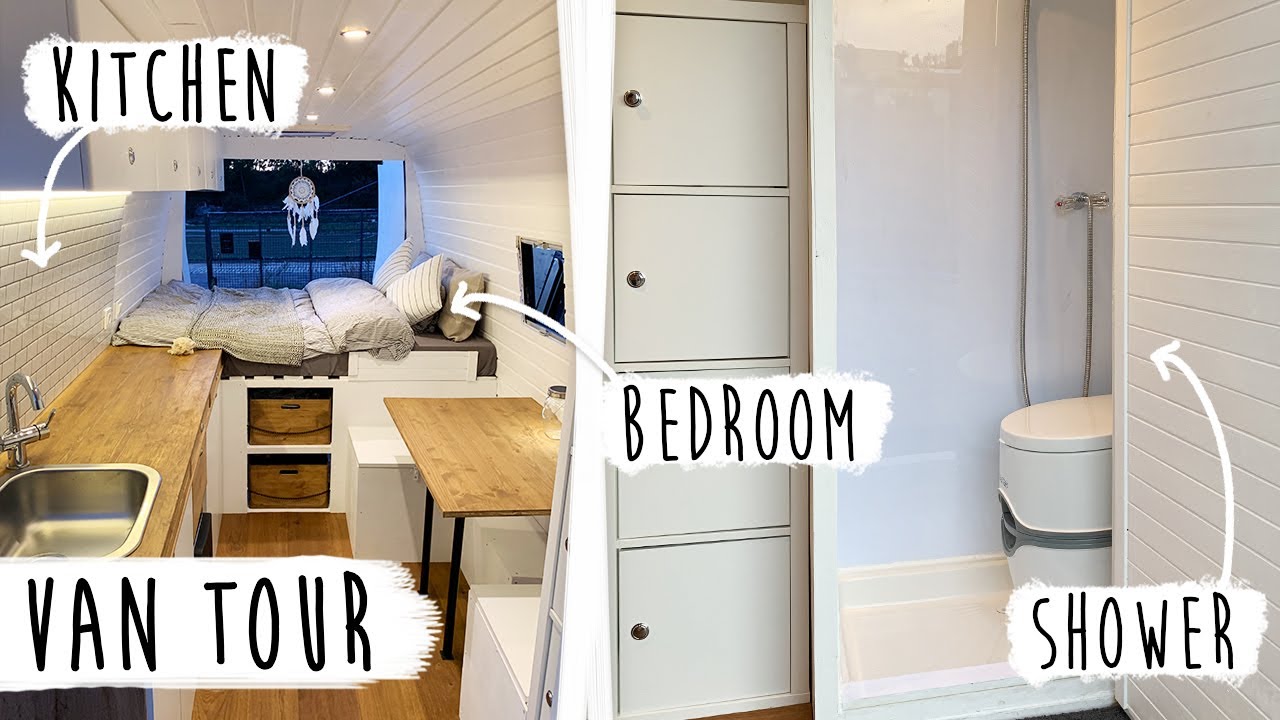 Full VAN TOUR - incredible self converted van with hot shower! | Project Catamay