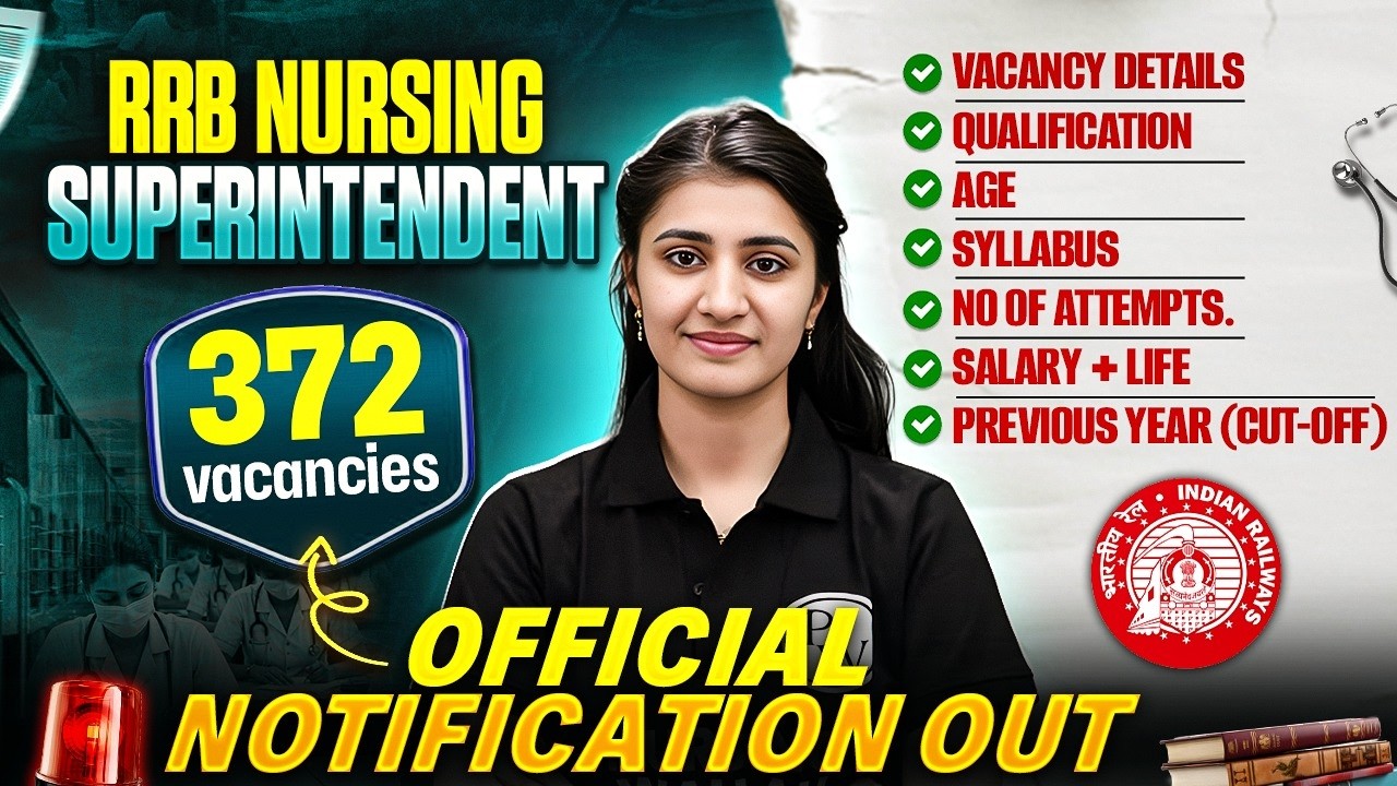 RRB Nursing Superintendent Application Form 2026 OUT | RRB Nursing Superintendent Vacancy 2026