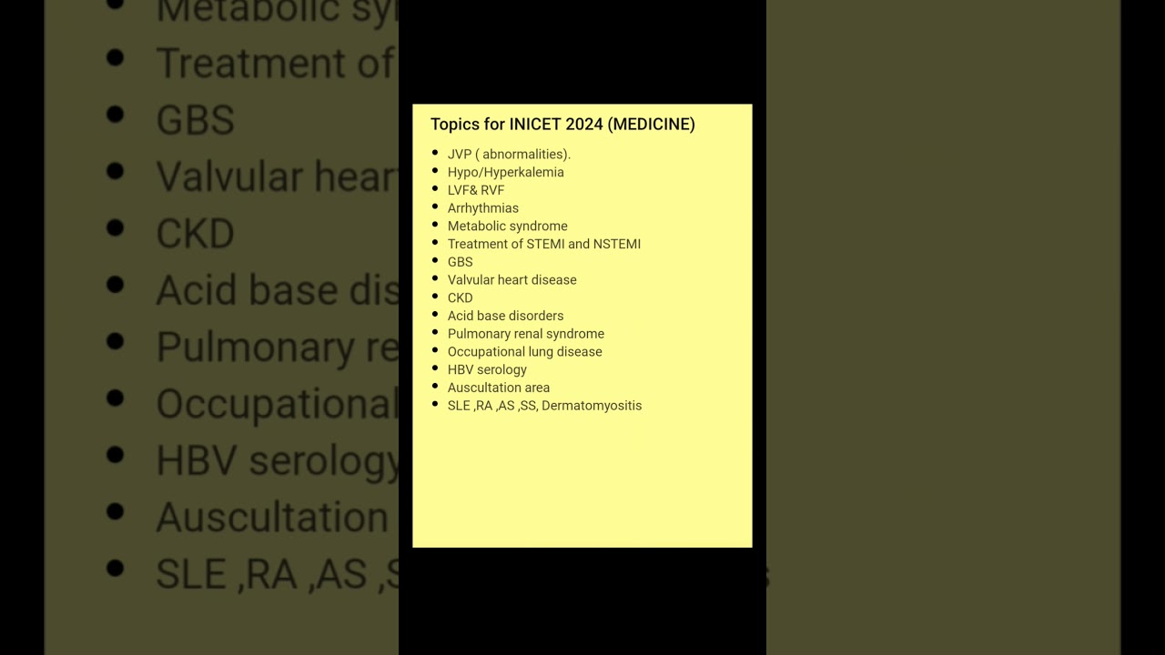 Most Important topics for INICET( MEDICINE) #neetpg #inicet2024 #inicet #medicine #marrow#neetpg2025