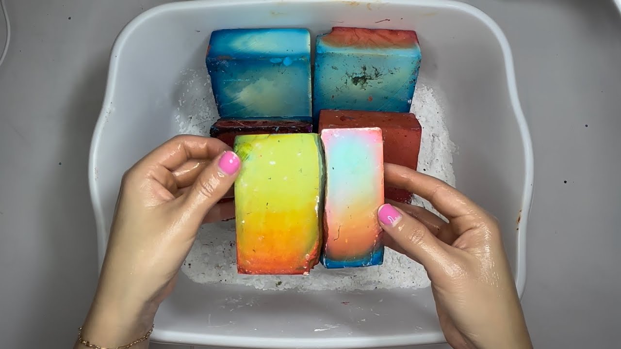 ASMR | colorful dyed chalk ☘️🌲🍓🦋🍊🦩