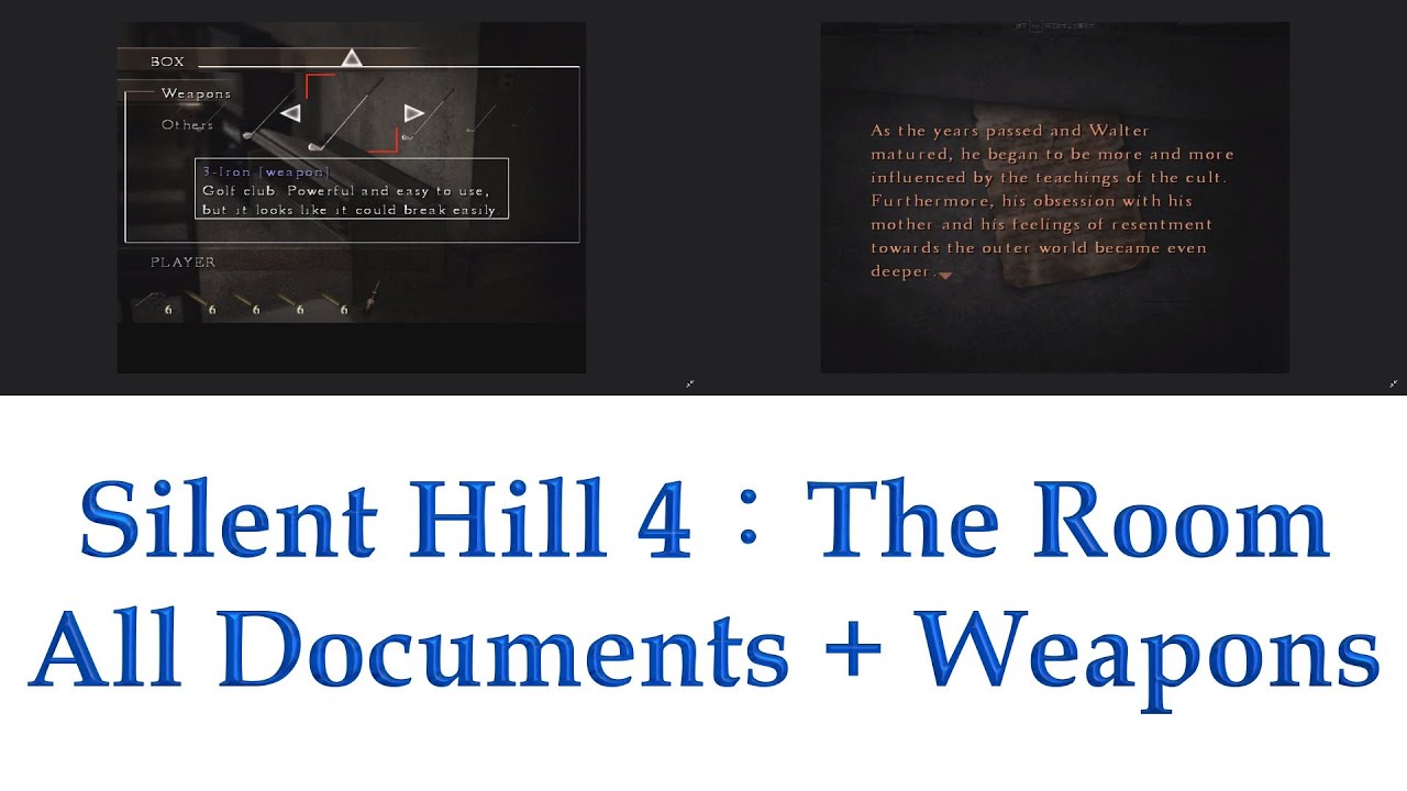 Silent Hill 4 All Documents + Weapons