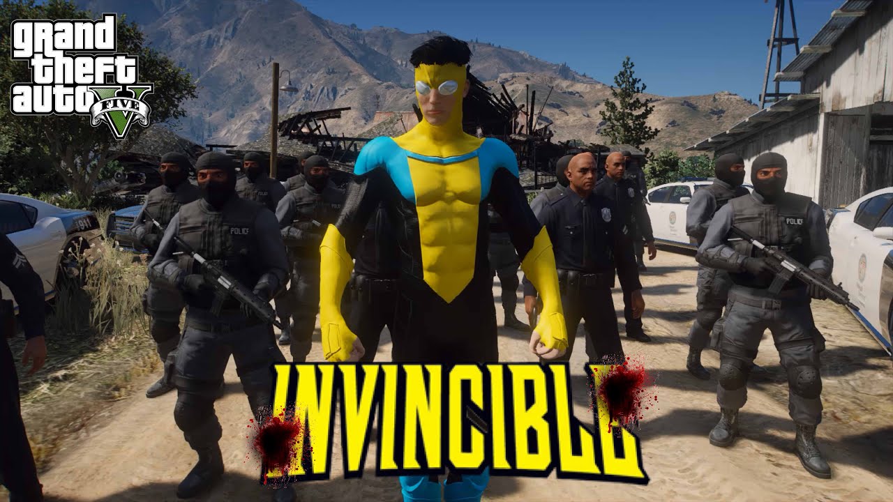 GTA 5 - INVINCIBLE defends the city from an army attack