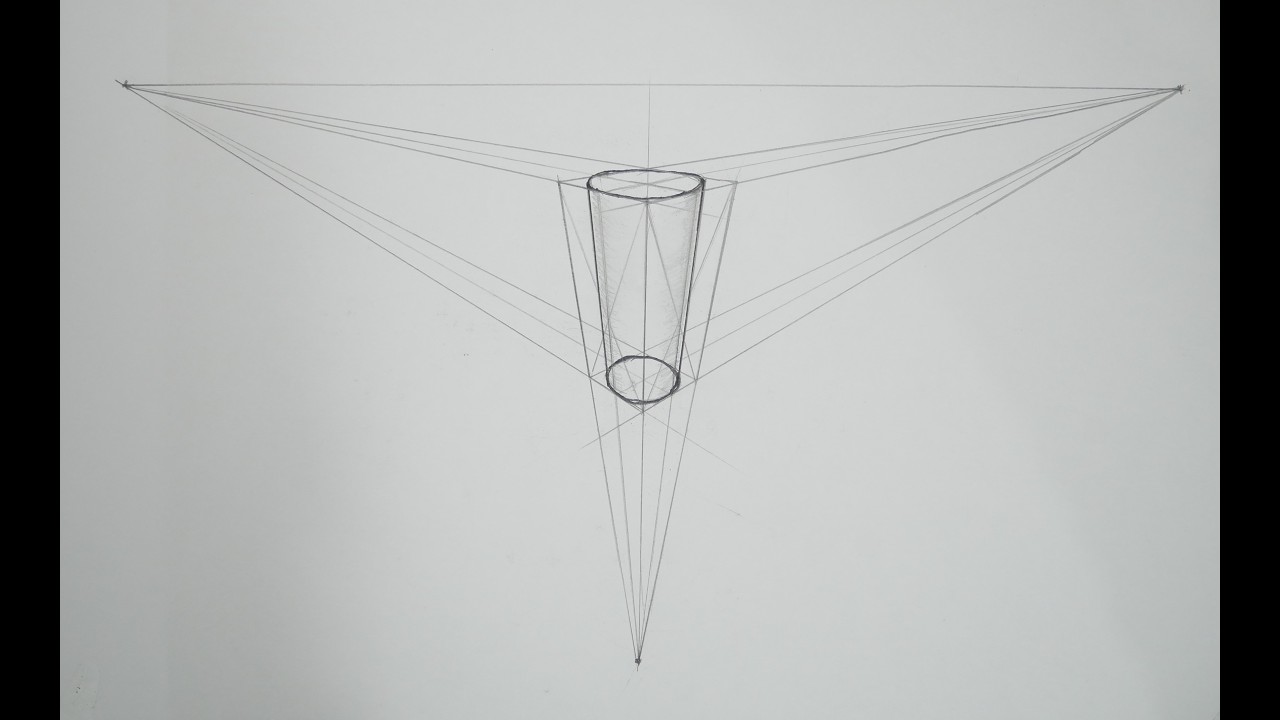 how to draw a cylinder in 3 point perspective