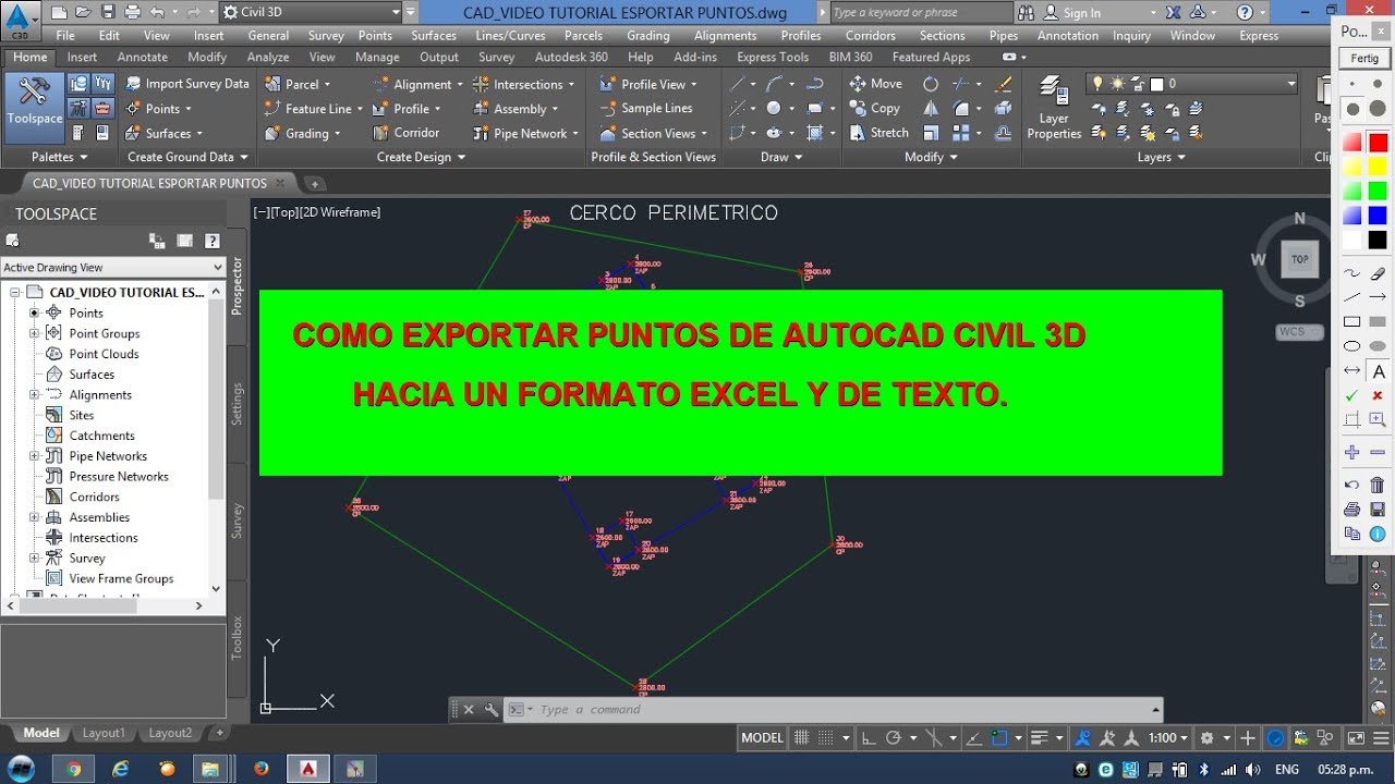 COMO EXPORTAR PUNTOS DEL AUTOCAD CIVIL 3D HACIA UN FORMATO EXCEL Y DE TEXTO