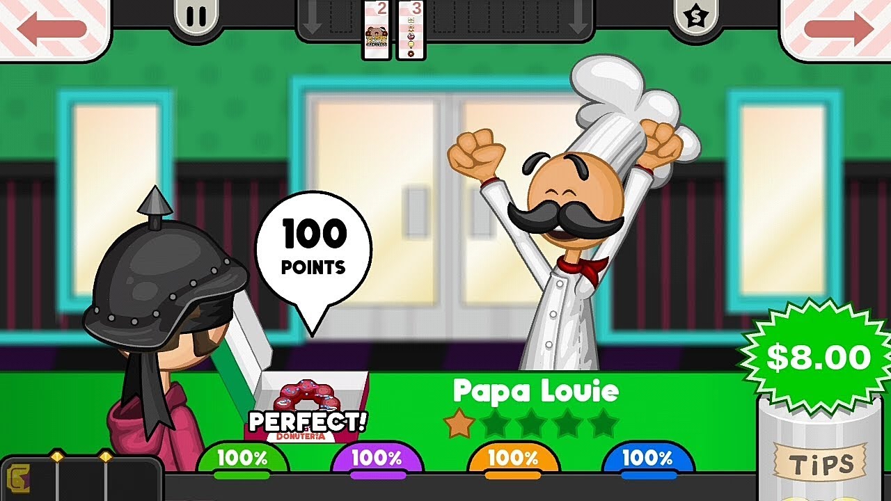Papa's Donuteria To Go! - Papa Louie Unlocked + All Ingredients Unlocked (Perfect Day)