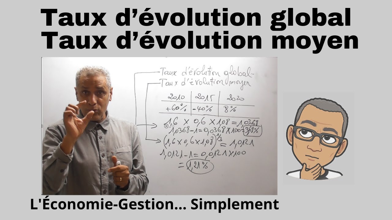 Taux d'évolution global et moyen (en 5 minutes)