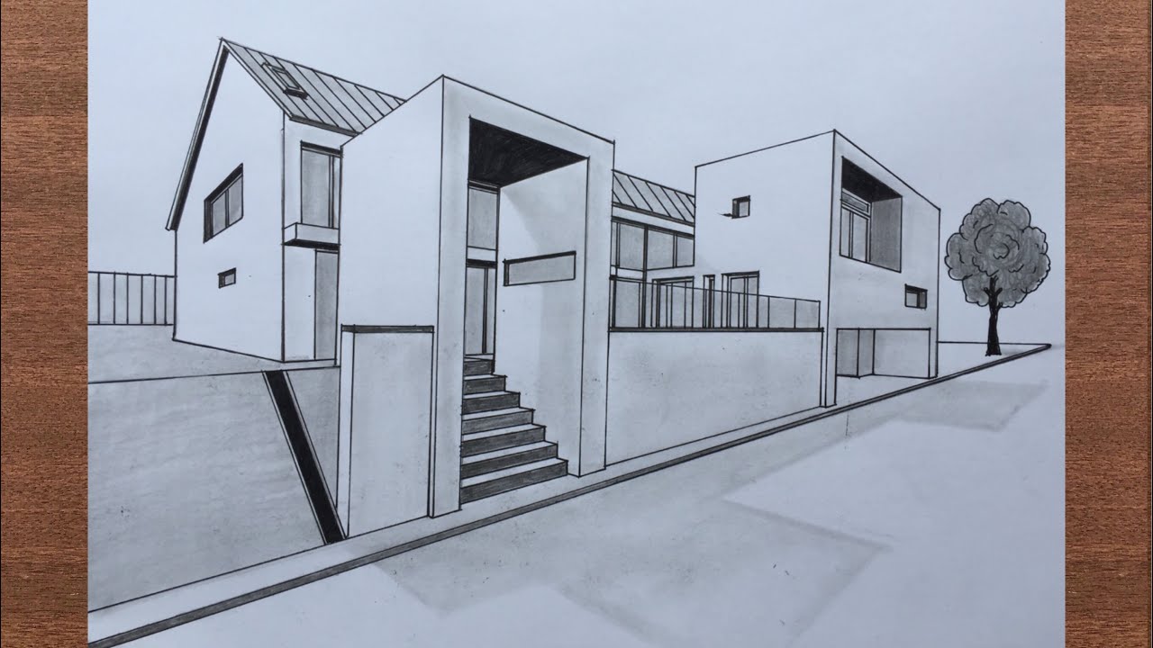 How to Draw a Bungalow in 2-Point Perspective
