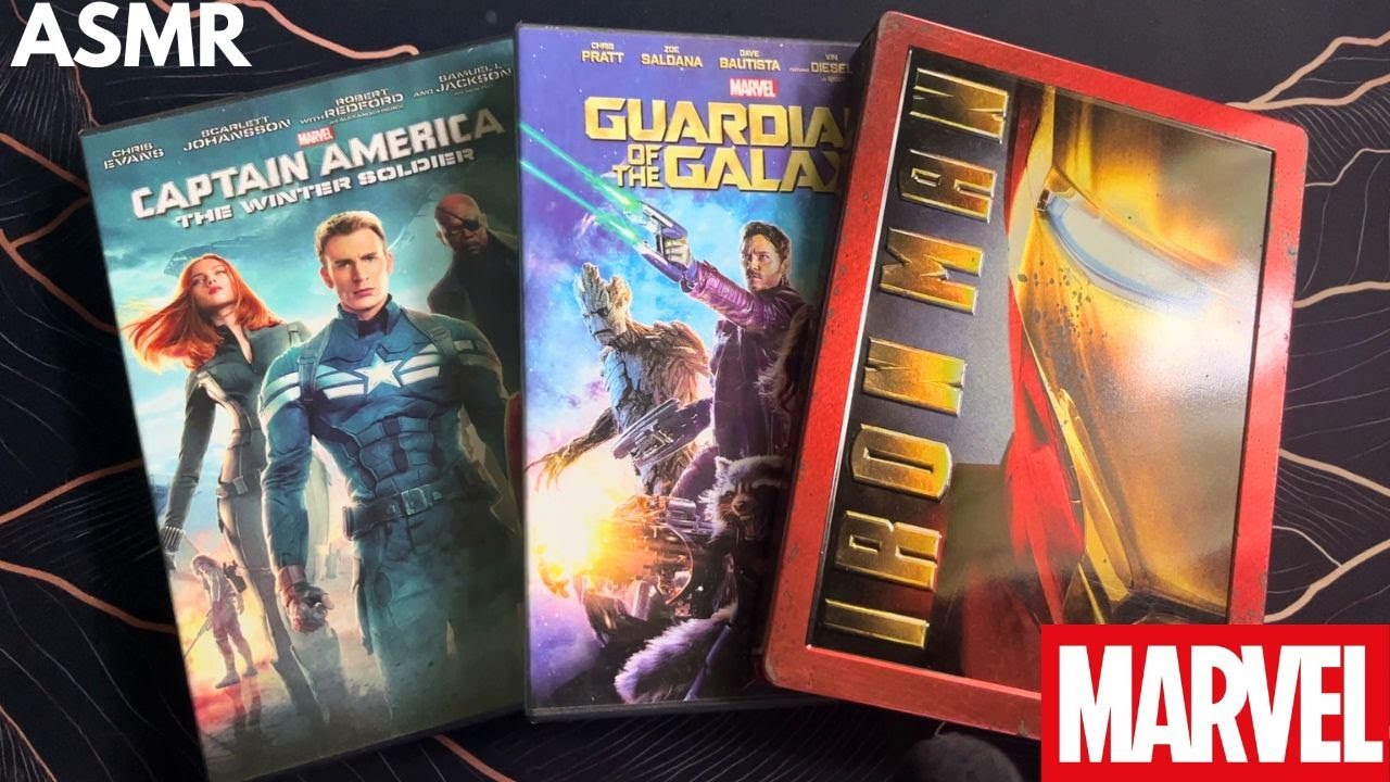 ASMR Marvel Cinematic Universe DVD Collection (Phase 1 & 2) 📀 | Relaxing Tapping & Page Flips