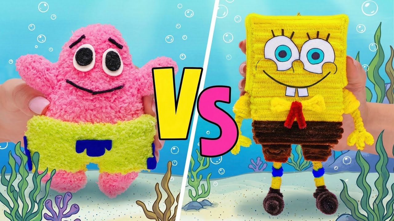 DIY Kartun Seru: Patrick dari Kaos Kaki VS SpongeBob! 🧦 🧽