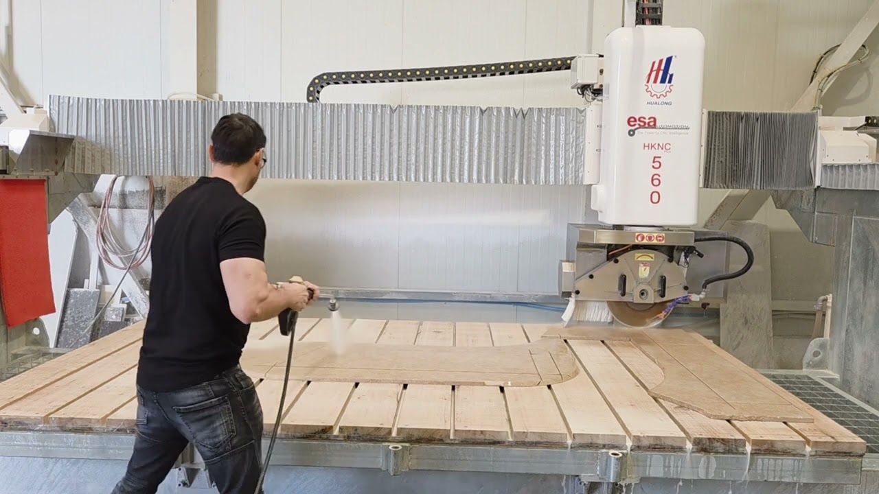 Hualong Machinery 5 Axis CNC Stone Cutting Machine with Router