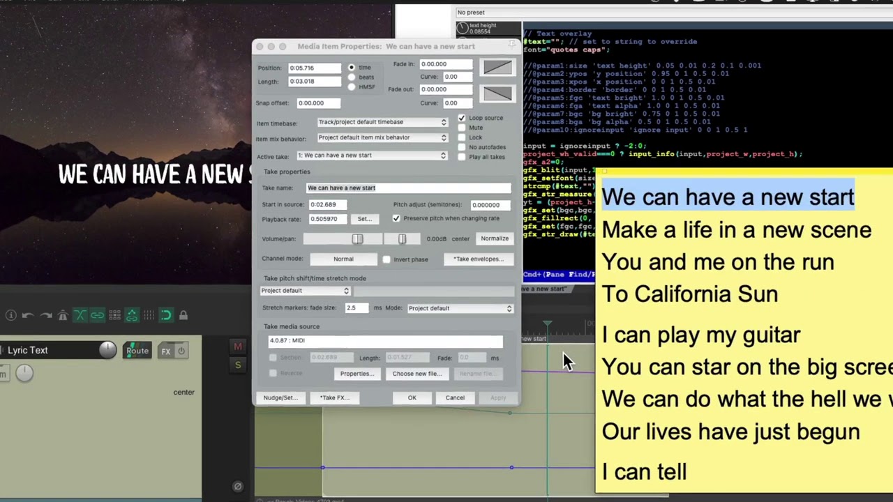 Creating a Lyric Video in REAPER