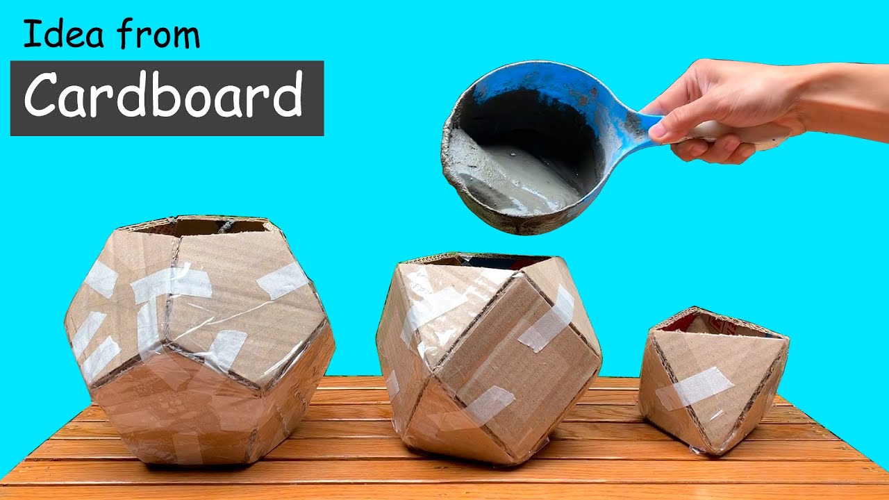 💎Interesting Ideas from Cement - Beautiful pots from Cardboard