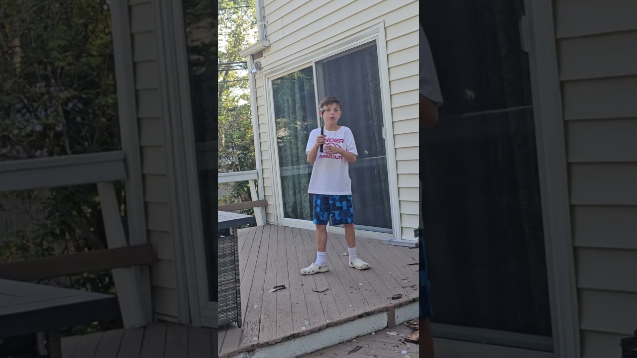 I did not edit it but this is me breaking a table on my deck in my backyard 