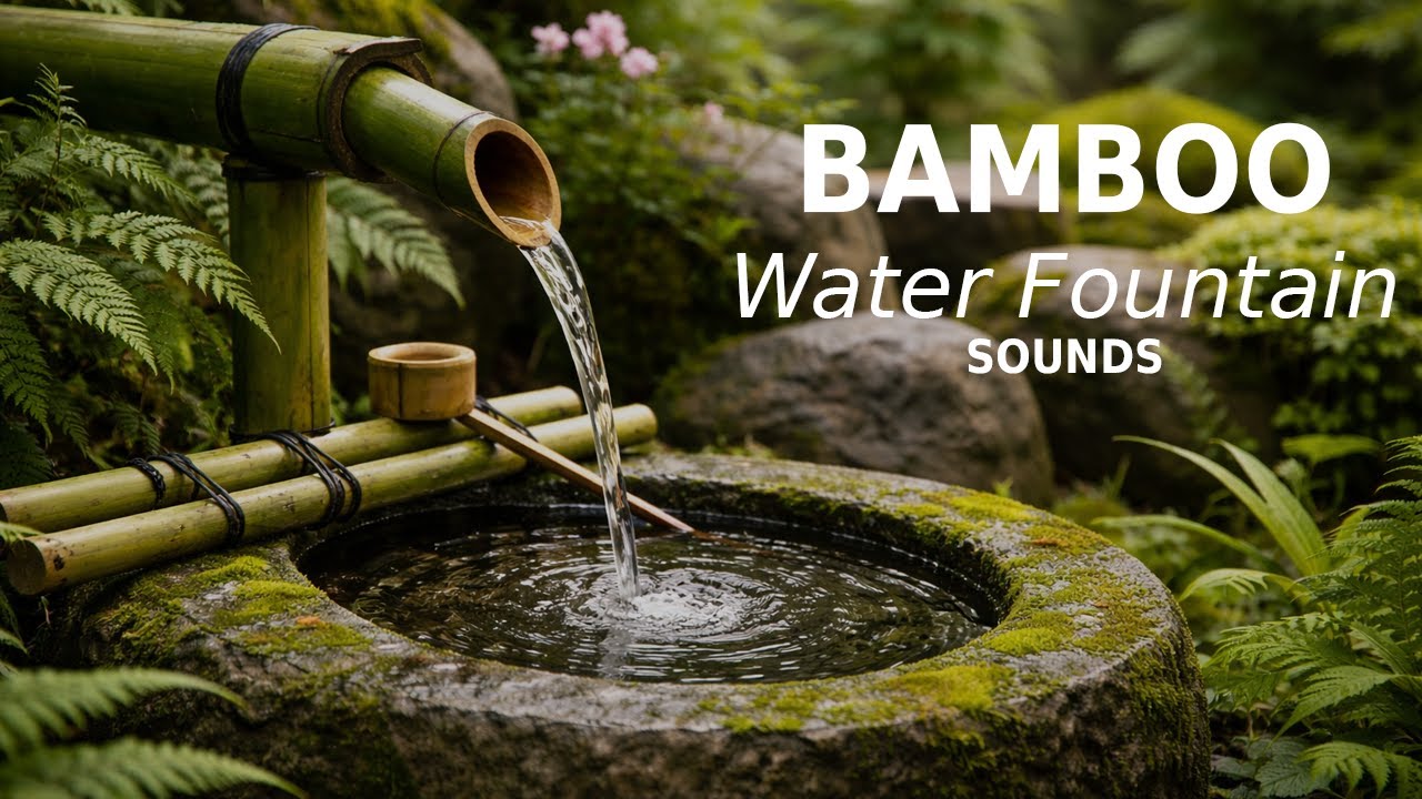 Bamboo Water Fountain Sounds (10 Hours) | Relaxing Water Ambience