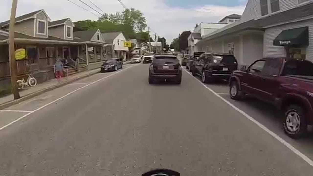 Bridgton, Maine. Riding through on the Triumph Bonneville