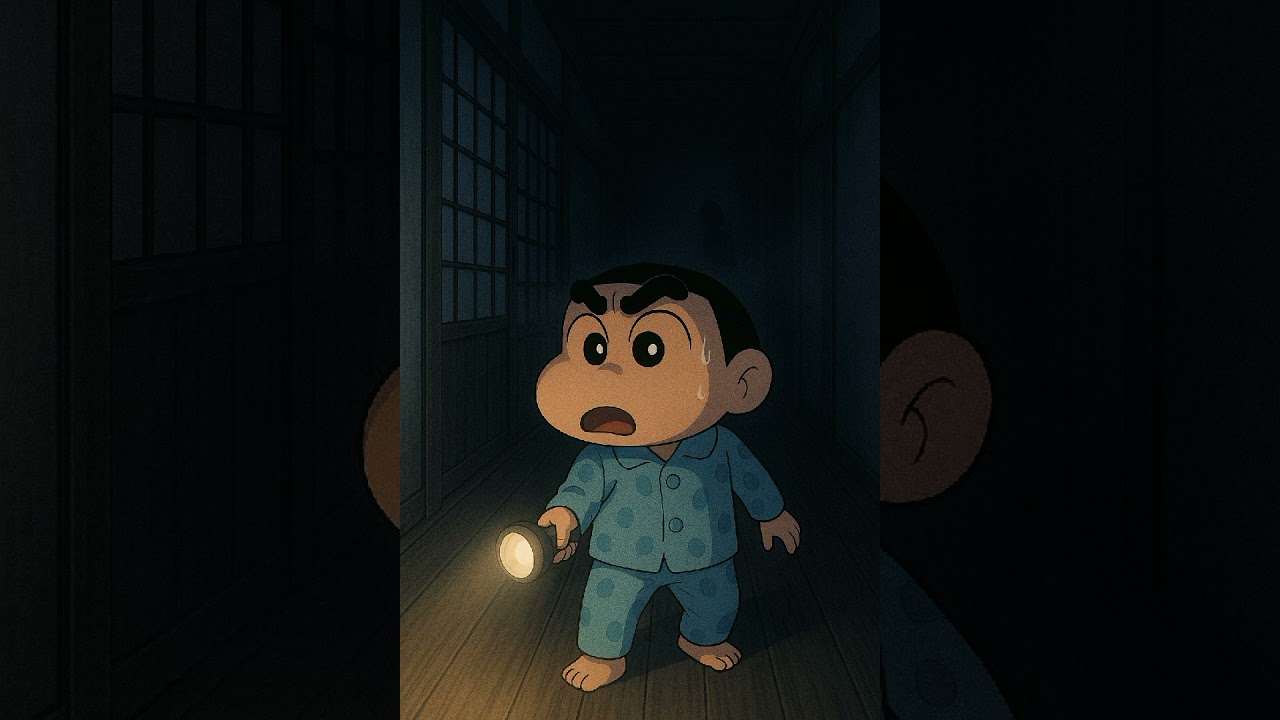 「ぼくの影が笑った夜」  #ホラーアニメ#深夜の恐怖#しんちゃんホラー