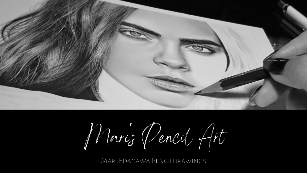 【鉛筆画】人気モデルのカーラ・デルヴィーニュ（制作過程）Drawing Cara Delevingne /pencil drawing