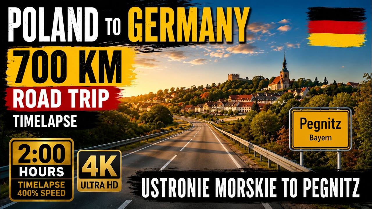 Road Trip Poland to Germany | 700 KM Ustronie Morskie to Pegnitz | 4K Timelapse