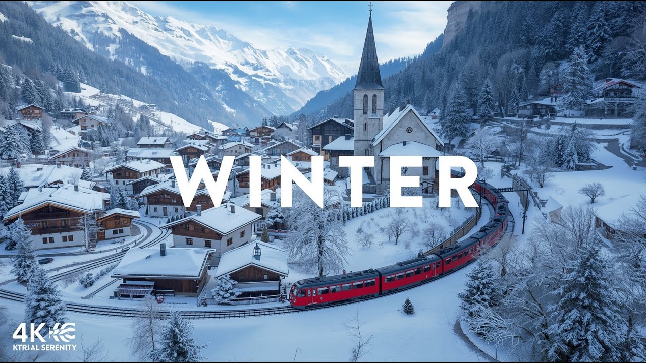 Winter Serenity 4K ❄️ Ultra HD Snowy Landscapes  Relaxing Nature Film & Ambient Music