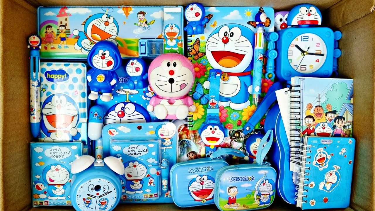 Unboxing Doraemon Stationery & Toys - Notebook, Pencil Case, Geometry Box, Jumbo Pencil Sharpener