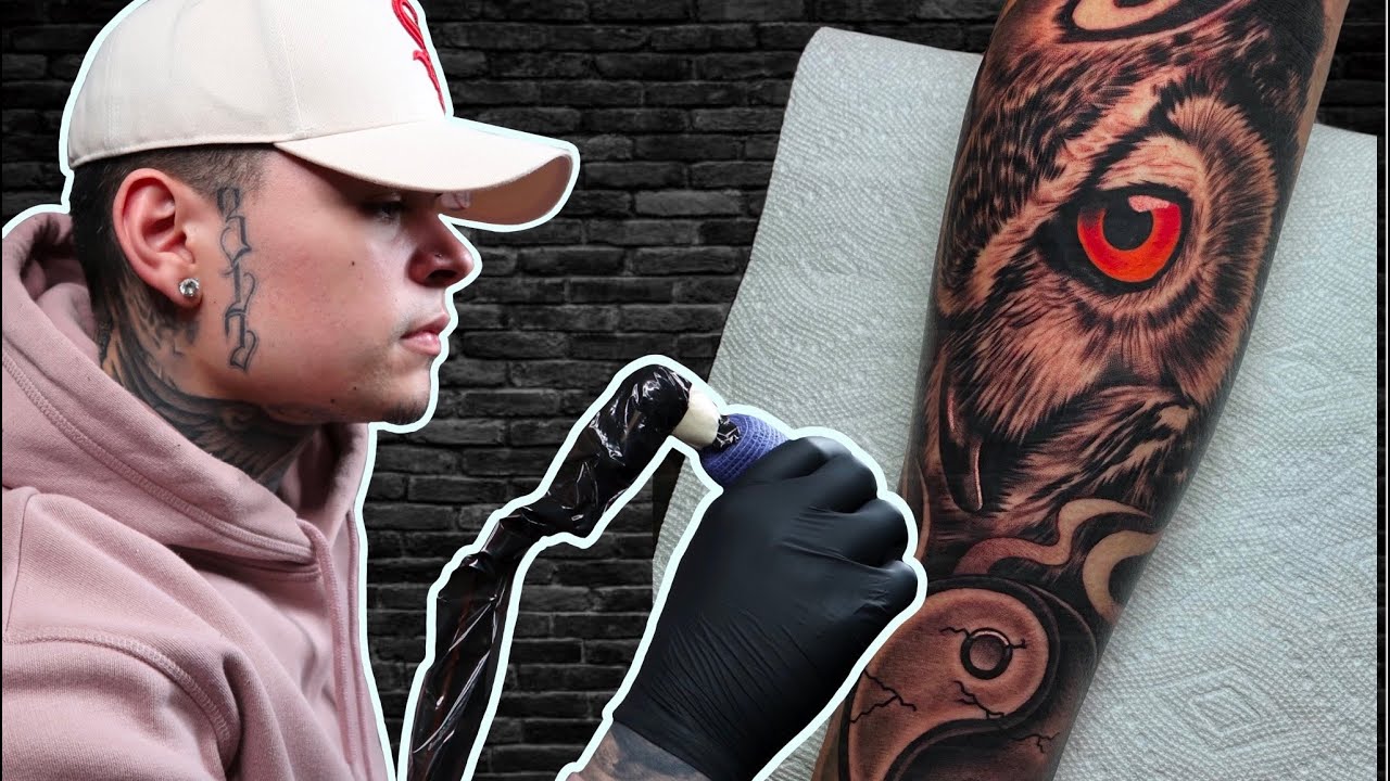 REALISTIC OWL TATTOO TIMELAPSE