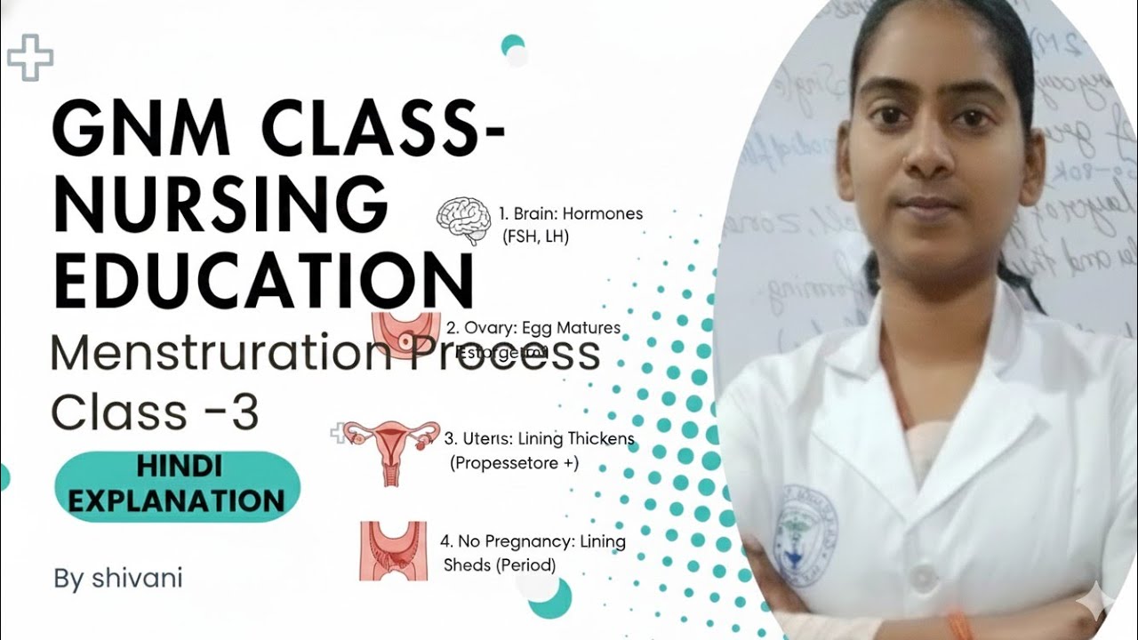 Menstruation in Hindi |class -3 Diagram + Stepwise Explanation | GNM Nursing