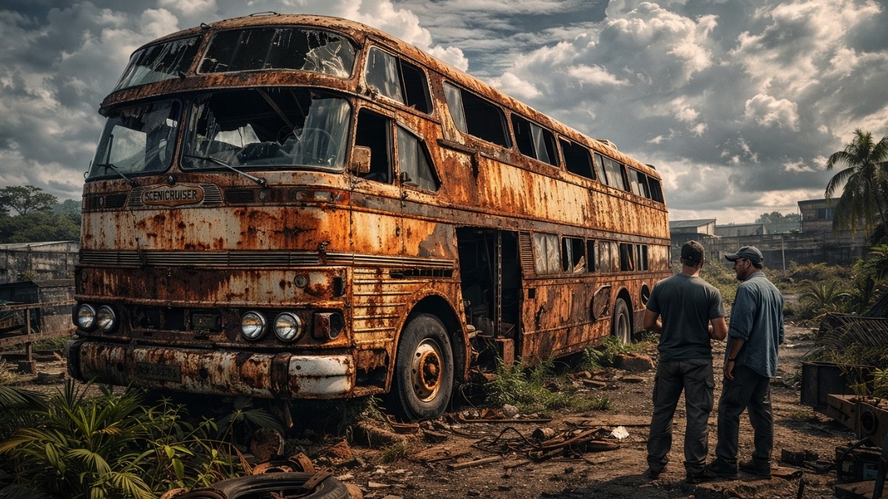 “Abandoned 1954 Scenicruiser Bus Restoration – 70 Years Old American Legend Brought.”