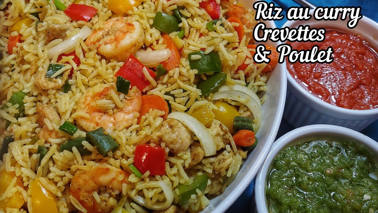 Riz gras au curry, crevettes et poulet || Shrimp & Chicken vegetable rice