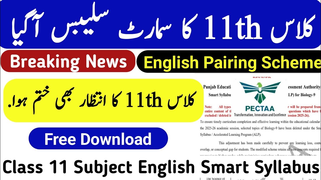 Class 11th Smart Syllabus English Exams 2025-26 | Class 11th Smart Syllabus English | Learning Zone