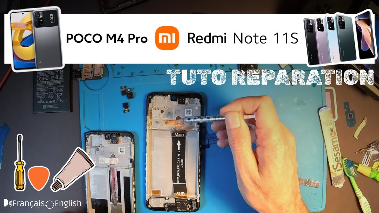 Réparation Xiaomi REDMI NOTE 11S - POCO M4 PRO Teardown - Ecran - Screen Replacement.