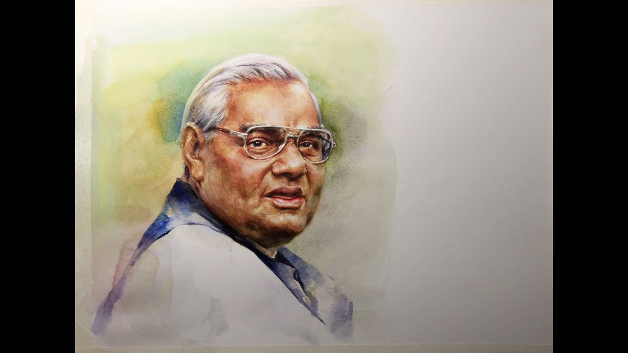 watercolor portrait painting demonstration of atal bihari vajpayee 인물수채화, 얼굴그리기