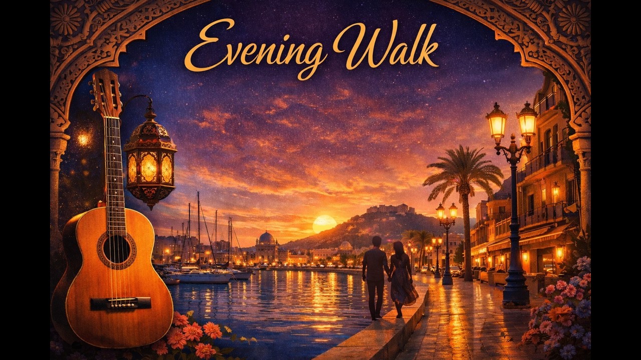 Evening Walk in Cartagena Spain 🇪🇸 – Relaxing Instrumental Music with Spanish Guitar & Eastern Vibes