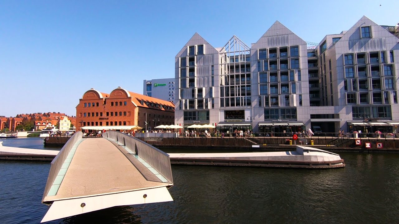 Rotating and Lifting Bridges in Gdansk, Poland. Swing Bridge and Drawbridge Wartka