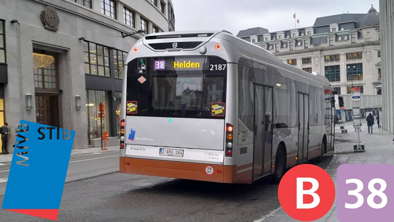 STIB Bus 38 Trajet complet (Héros vers Gare Centrale) dans un VOLVO 7900 Hybrid (2187)