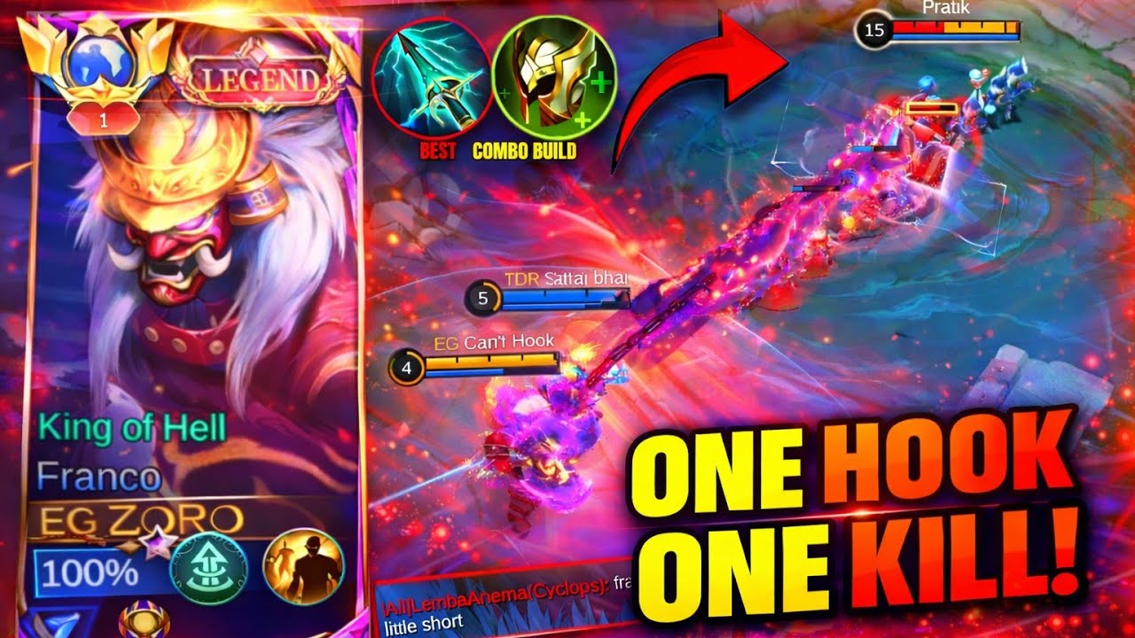 ONE HOOK 💥 ONE KILL 😈 | Franco  Crazy Gameplay #francohook #moba5v5 #mobilelegends 