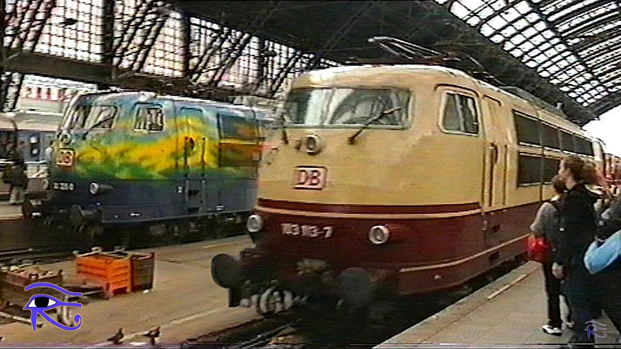Hauptbahnhof Köln DB  im Juli 2000 mit 103, 101, 110, 120 und KVB Straßenbahnmuseum Thielenbruch