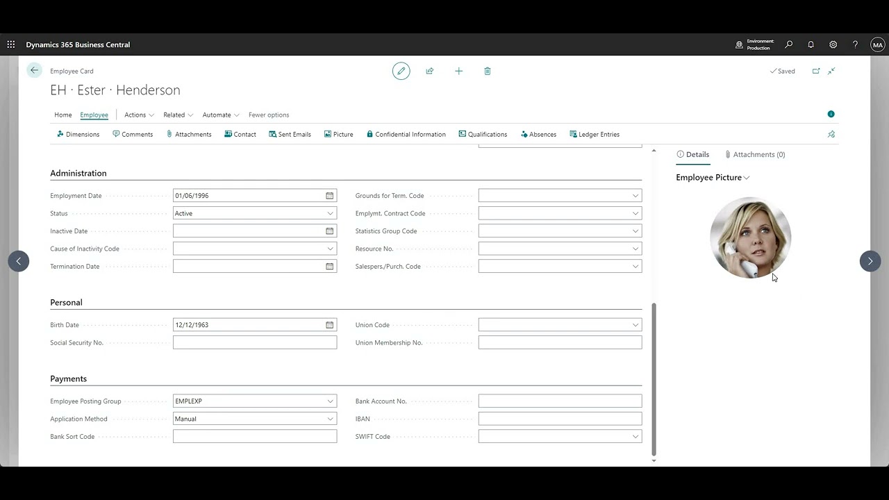 Employee Ledger in Business Central