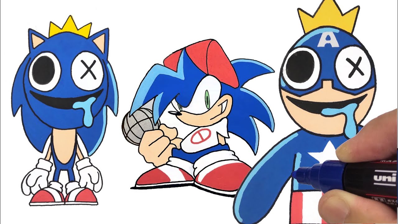 Drawing 10 Fusion Effect Heros（SONIC + Roblox Rainbow Friends. etc.）Using Posca Markers Compilation