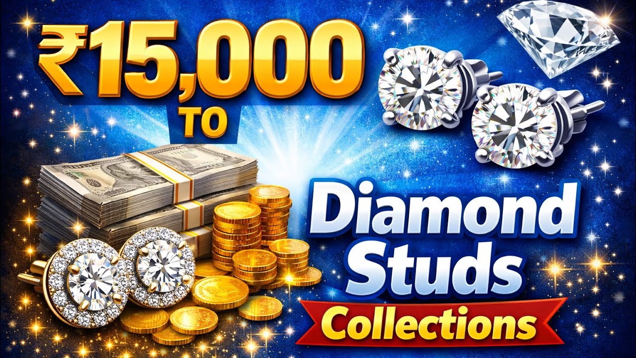 ₹15,000 to Daily Wear Diamond Studs @Navaratnajewellers 