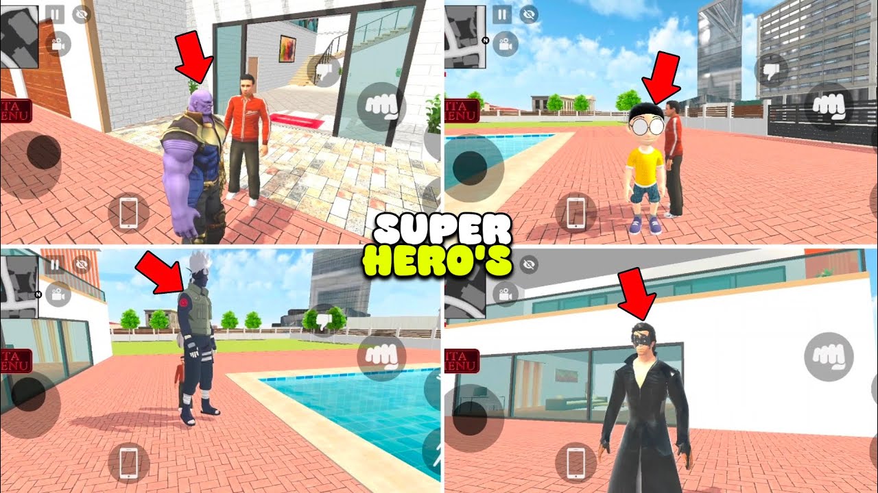 Indian Theft Auto simulator New Character Switch New Update | Krish+Thanos+Spiderman Cheat Code