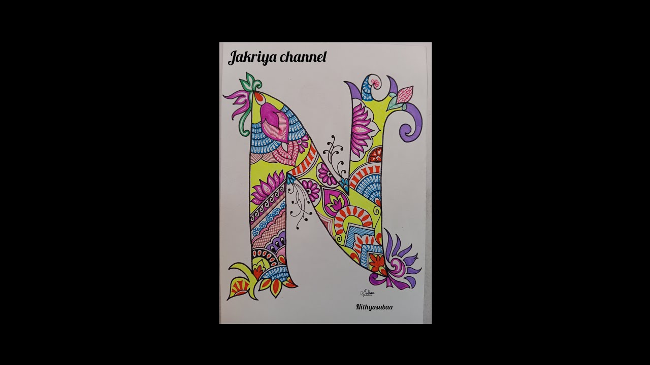 How to draw mandala art/doodleart/Easy mandala art for beginners/zentangleart/alphabet N mandala art