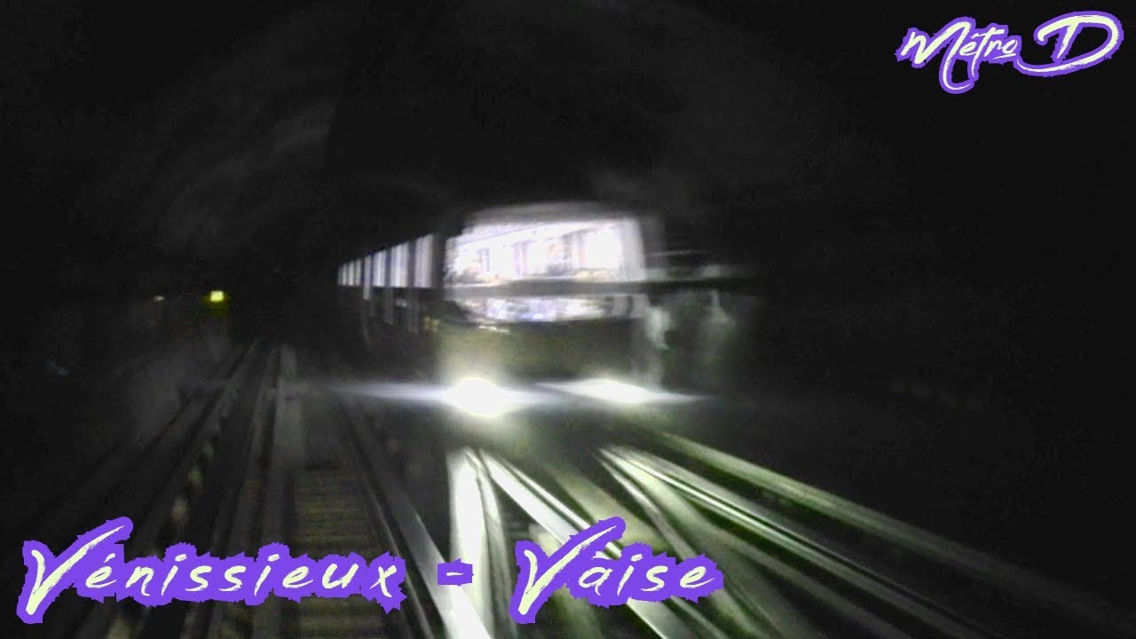 Линия D Лионский метрополитен : Gare de Vénissieux - Gare de Vaise ( MPL 85 ) [ Cab View ]