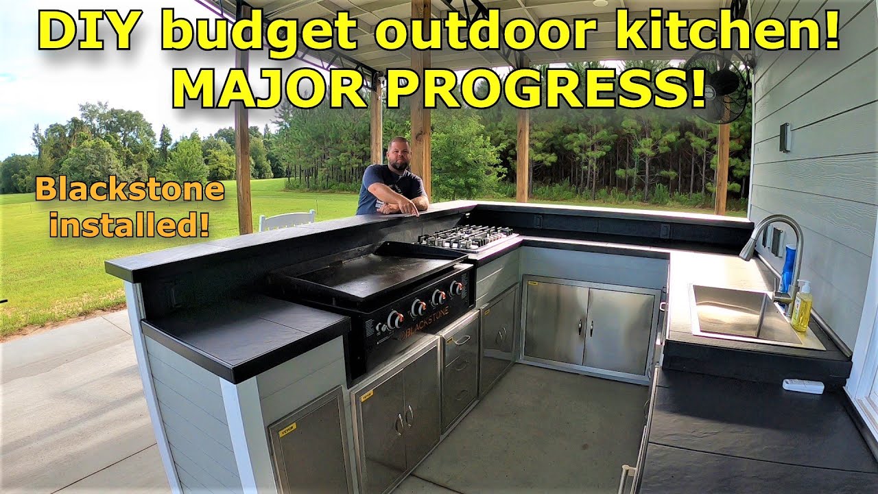DIY budget outdoor kitchen build part 6! Blackstone is installed! #Vevor #633