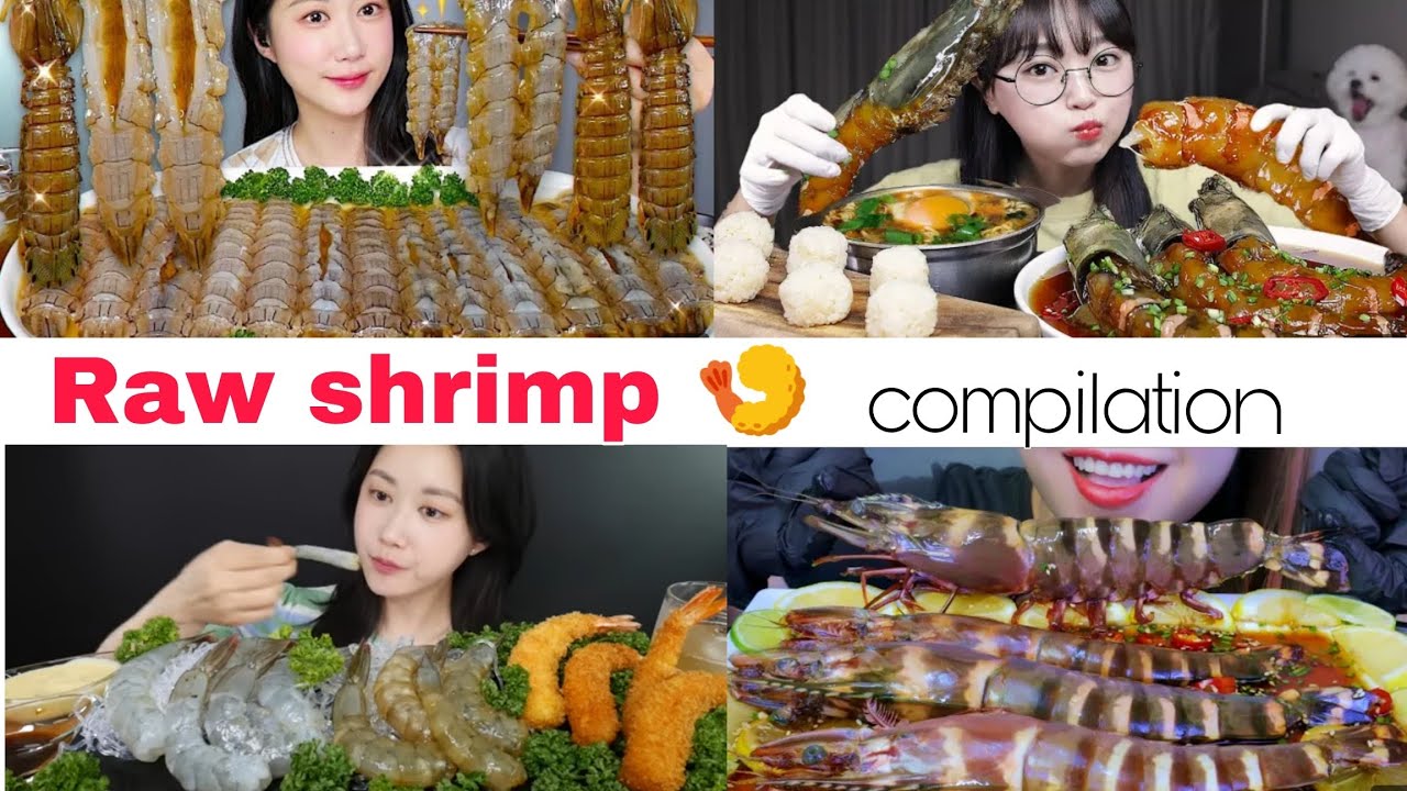 Raw Shrimp 🦐, Giant Shrimp 🍤 and Giant Prawn /Mukbang eating sounds/ eating show compilation