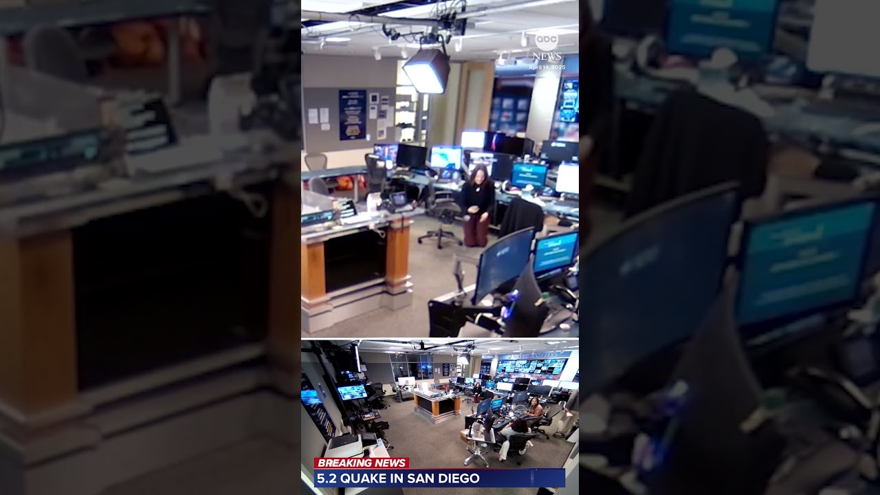 ABC News Los Angeles bureau shelters after early earthquake warning alert