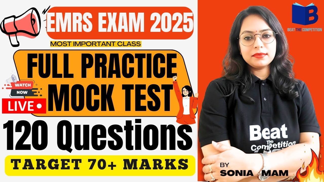 120 Questions Mock Test || EMRS 2025 Tier 1 || Special Class 70+ marks #emrs Sure Shot Selection