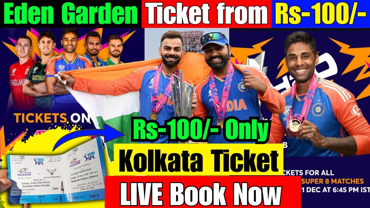 T20 World Cup Eden Garden Kolkata Ticket Price Rs-100/- only.Book Ticket Now from Bookmyshow