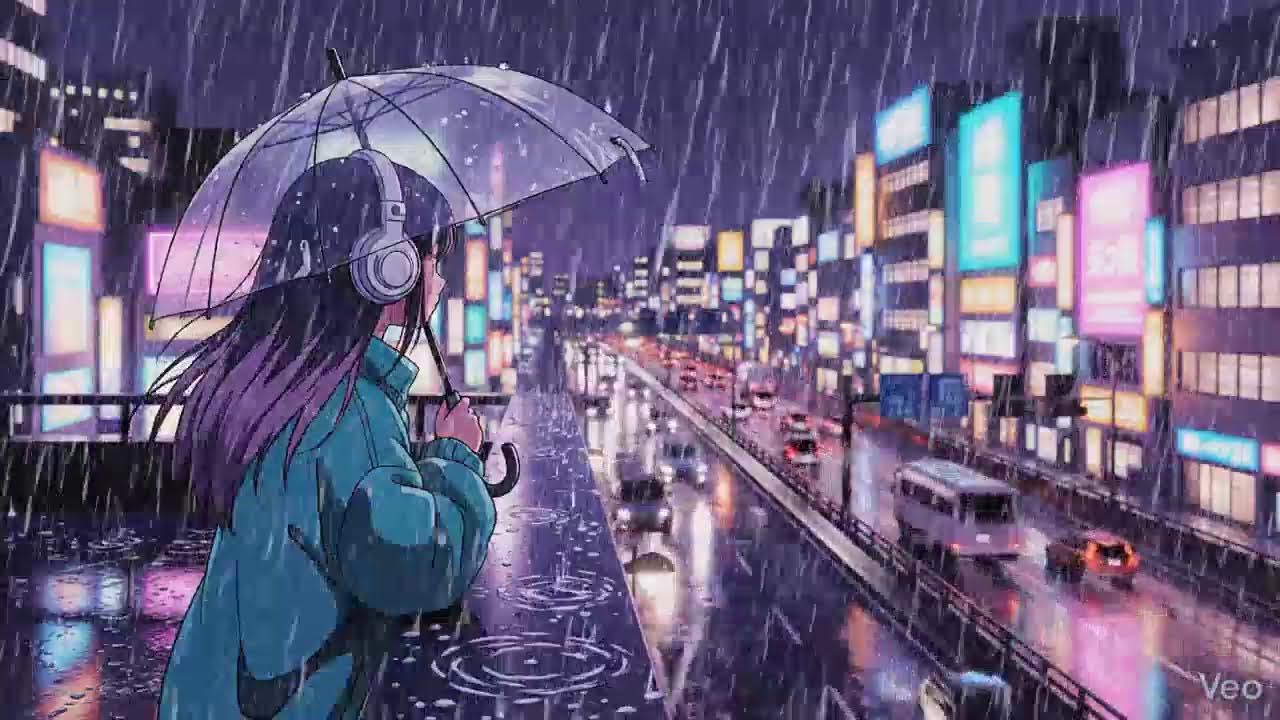 Calm Rainy Night 🌧️ Lofi Chillhop in Japanese Neon City