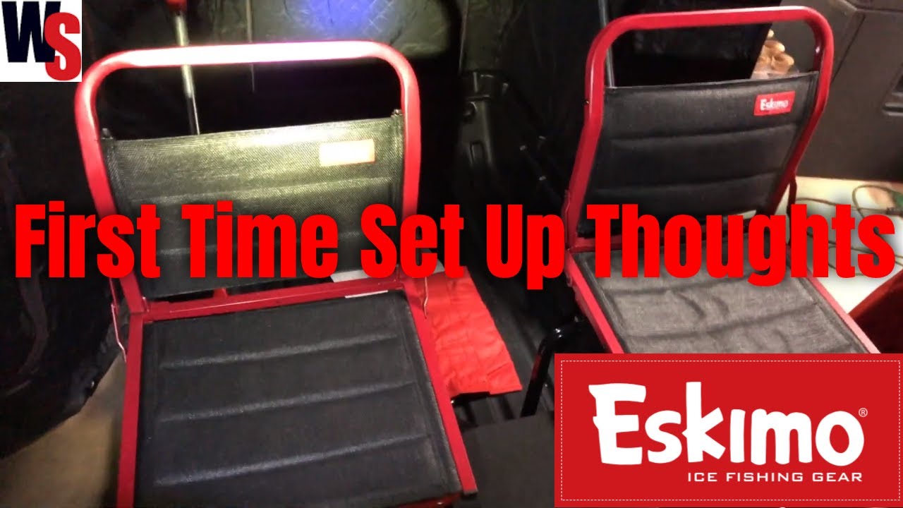 Eskimo Evo 2iT Insulated Thermal Ice Fishing Shelter Overview From First Time Set Up In Garage