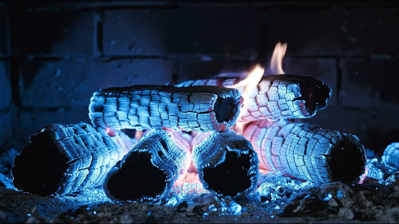 Blue Fire Embers for 1 Hour | Relaxing Fireplace Crackling Sounds